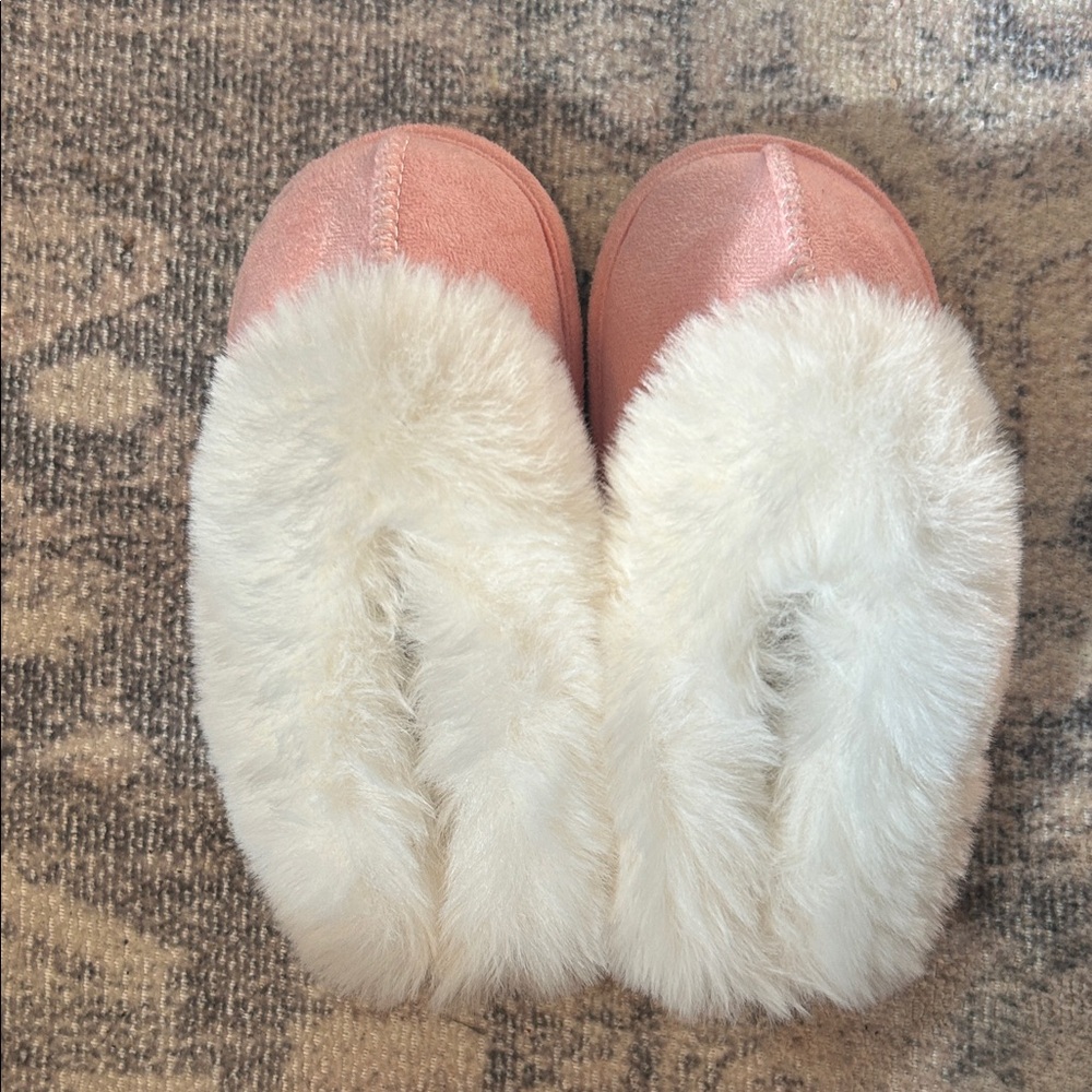Cozy Pink and White Fur Slippers